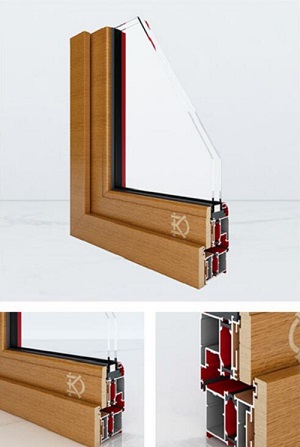 Série de janelas compostas de alumínio de madeira